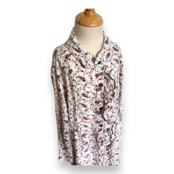 Zara Girls Dress Size 11 12 White Paisley Prairie Floral Red Blue Green Print - Picture 7 of 8